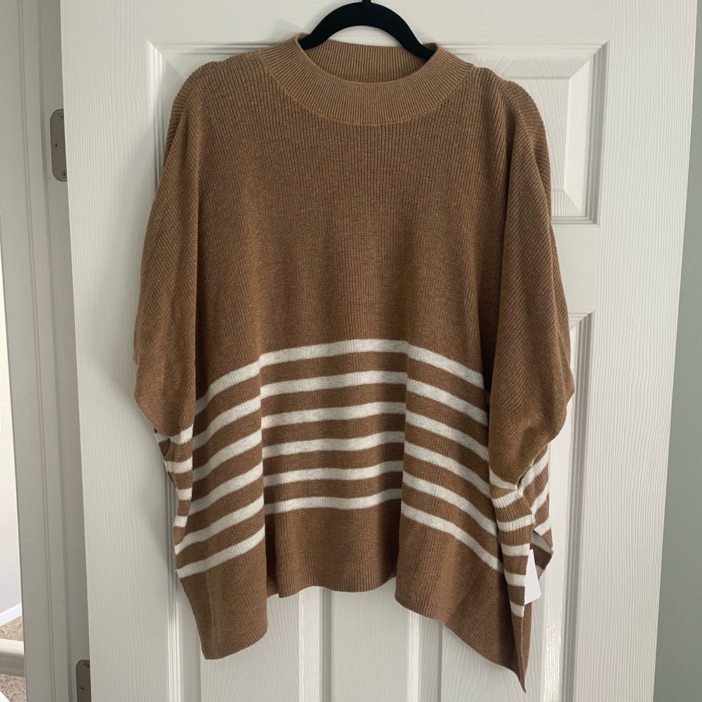 NWT JCrew Factory Brown and White Stripe Sweater